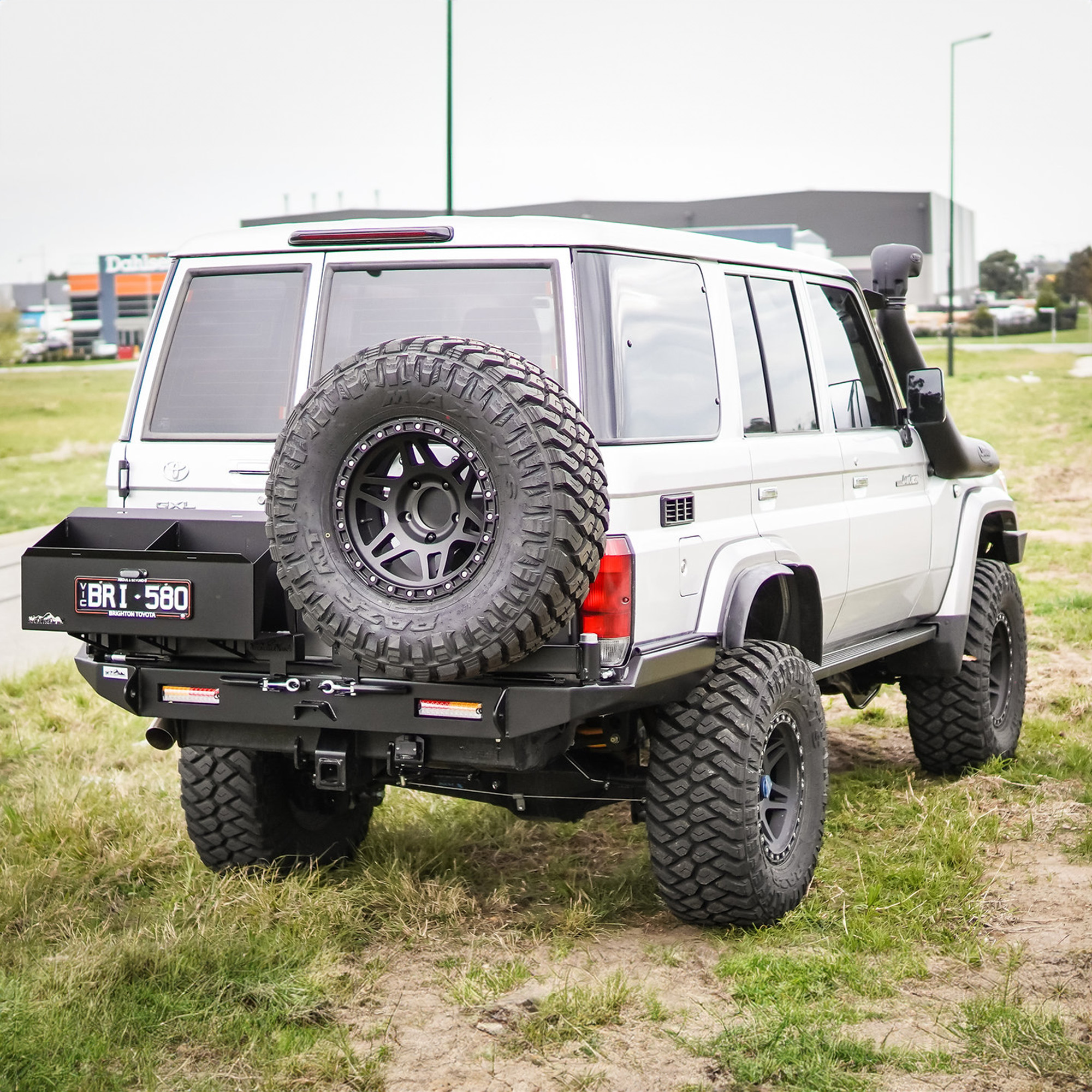 76 Series Toyota Land Cruiser - Rear Steel Tow Bar with Side Panel